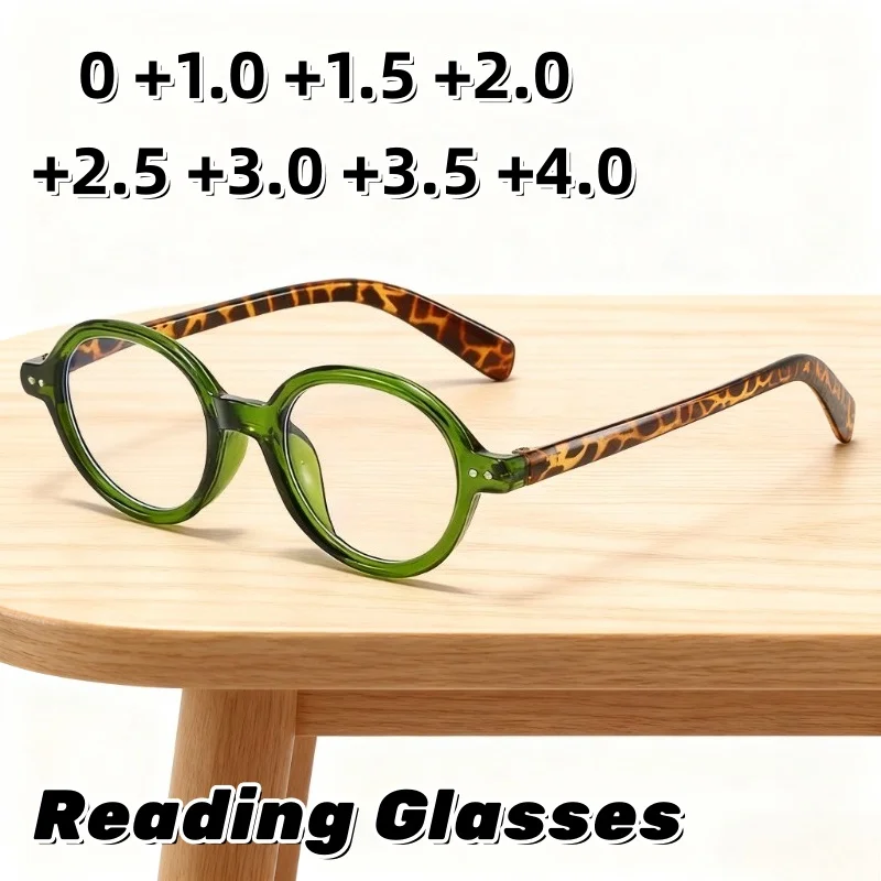 

New Fashionable Oval-Frame Reading Glasses Small-Frame Vintage Ultra-Lightweight Anti-Blue Light Presbyopia Eyewear Unisex