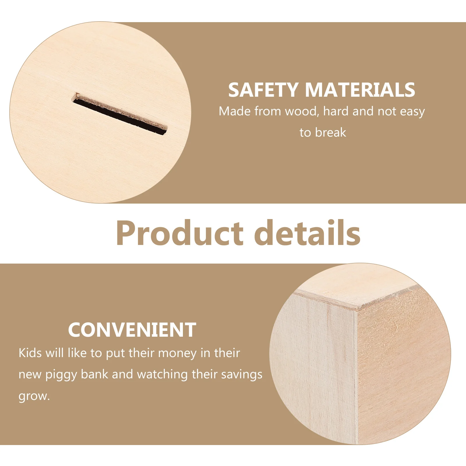 4pcs Wooden Piggy Bank Unfinished Kids Money Boxes For Children Coin Storage Craft Decor Saving Bank Change Container Wood Box