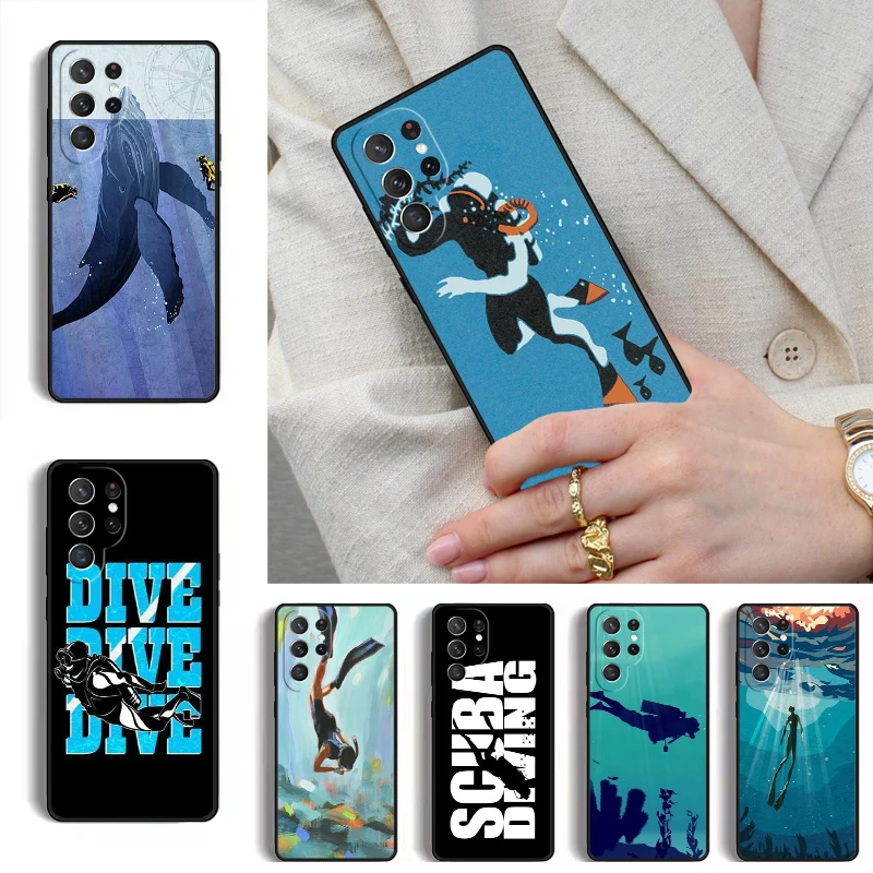 Scuba Diver Diving MOBILE Phone Case for Samsung Galaxy S26 S25 Ultra S24 S23 S22 S21 Plus Note 10 Bumper Cover