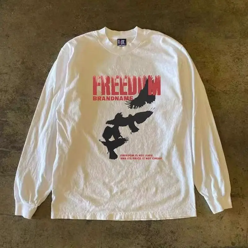 

Y2K Vintage Clothing Retro Classic Graphic Printed Loose Long Sleeve Harajuku Gothic Casual Oversized Cotton T Shirt Men Women