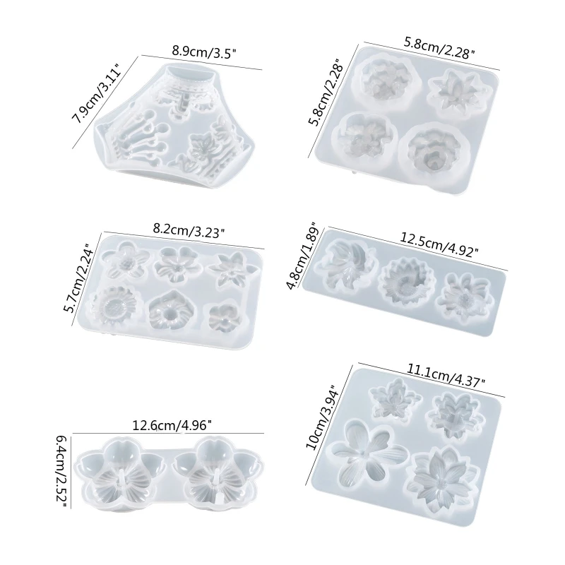 3D Mini Flowers Decoration Silicone Mold Epoxy Jewelry Plaster Mold Resin Casting Pendant Mold Suitable for Diy Crafts