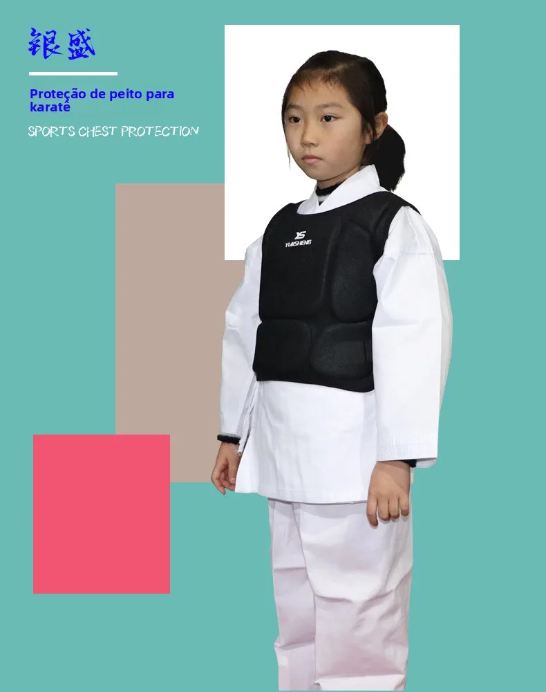 silver-dynasty-adult-and-children's-karate-dojo-uniform-protective-chest-armor-taekwondo-guard-armor-unisex-karate-equipment