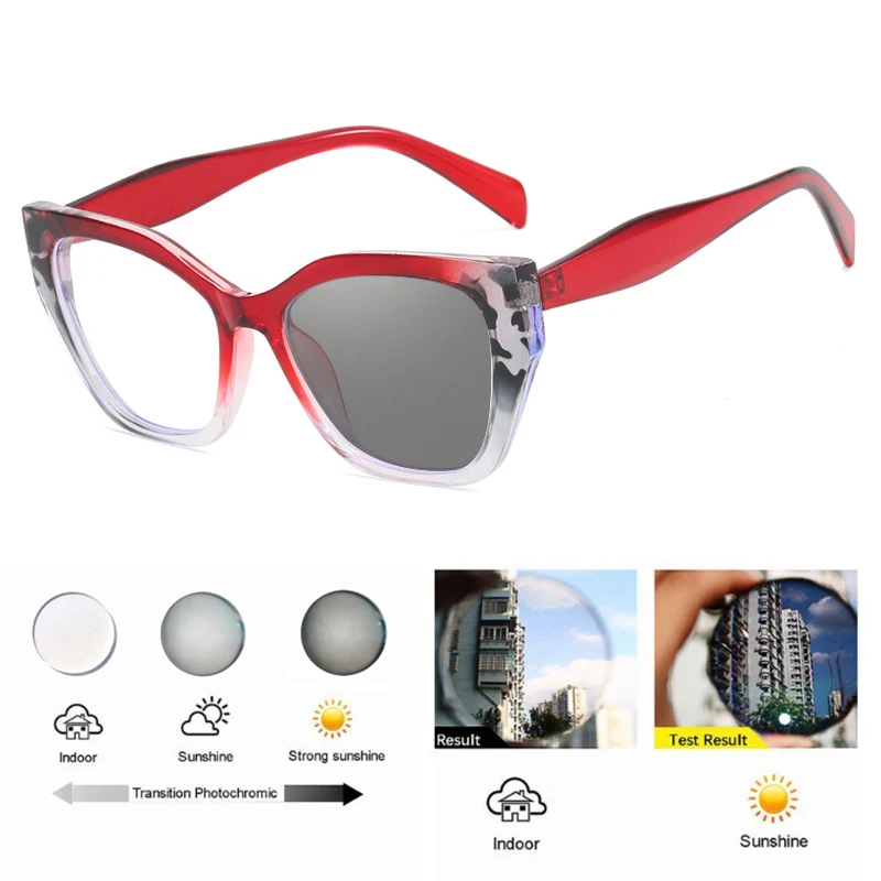 Cat Eye Photochrome Myopie Gläser Frauen Outdoor Drehen Grau Kurzsichtige Brillen Weibliche Klassische Rezept Optische Gläser – Detail 7