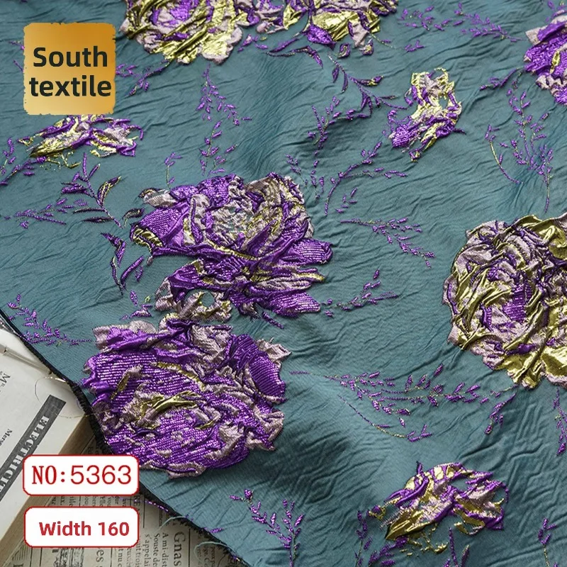 

Metal Wire Big Flower Jacquard Fabric for Dress Vest Clothing Handmade Diy Decoration Cloth By The Meter Sewing Material