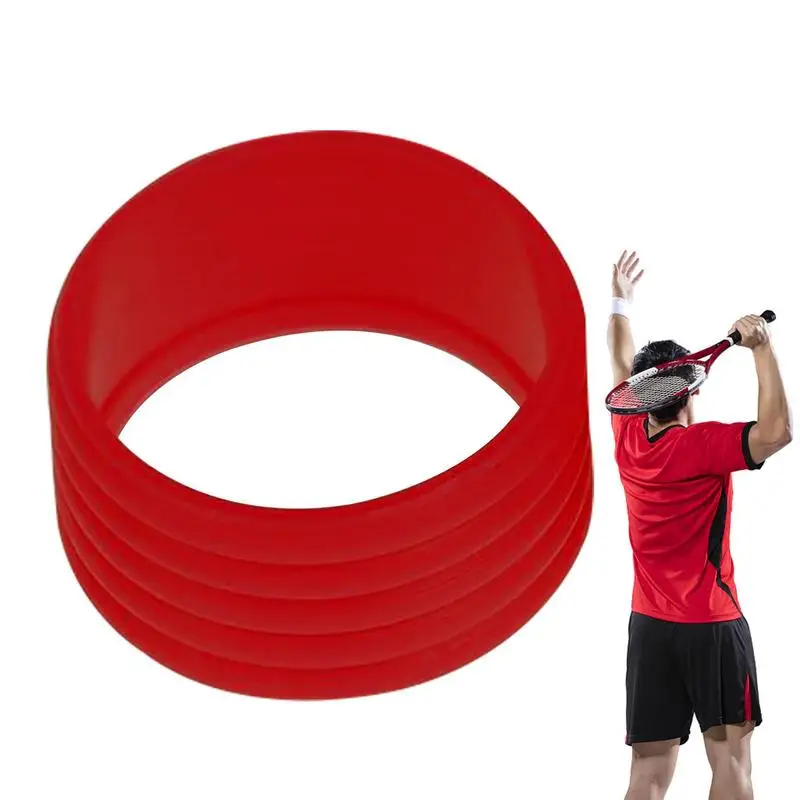 4pcs Stretchy Tennis Racket Handle's Rubber Ring Tennis Racquet Band Overgrips Sweat-absorbing Stretchable Band