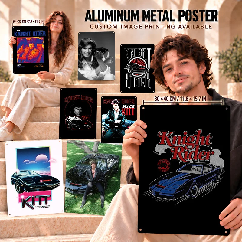 Knight Rider Textured Metal Posters Retro Dramatic Storytelling Media Room Wall Art Personalized Aluminum Sign Film Fan Gift