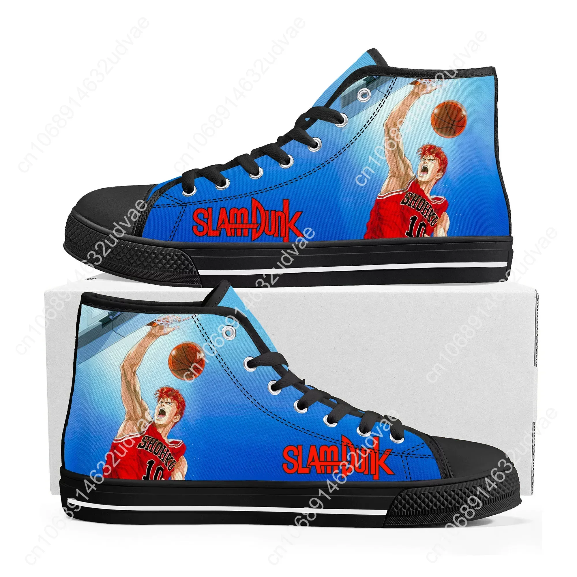 Anime S-Slams D-Dunk Sakuragi Hanamichi High Top Sneaker Men Women Teenager Canvas Sneaker Casual Couple Shoes Custom Black Shoe