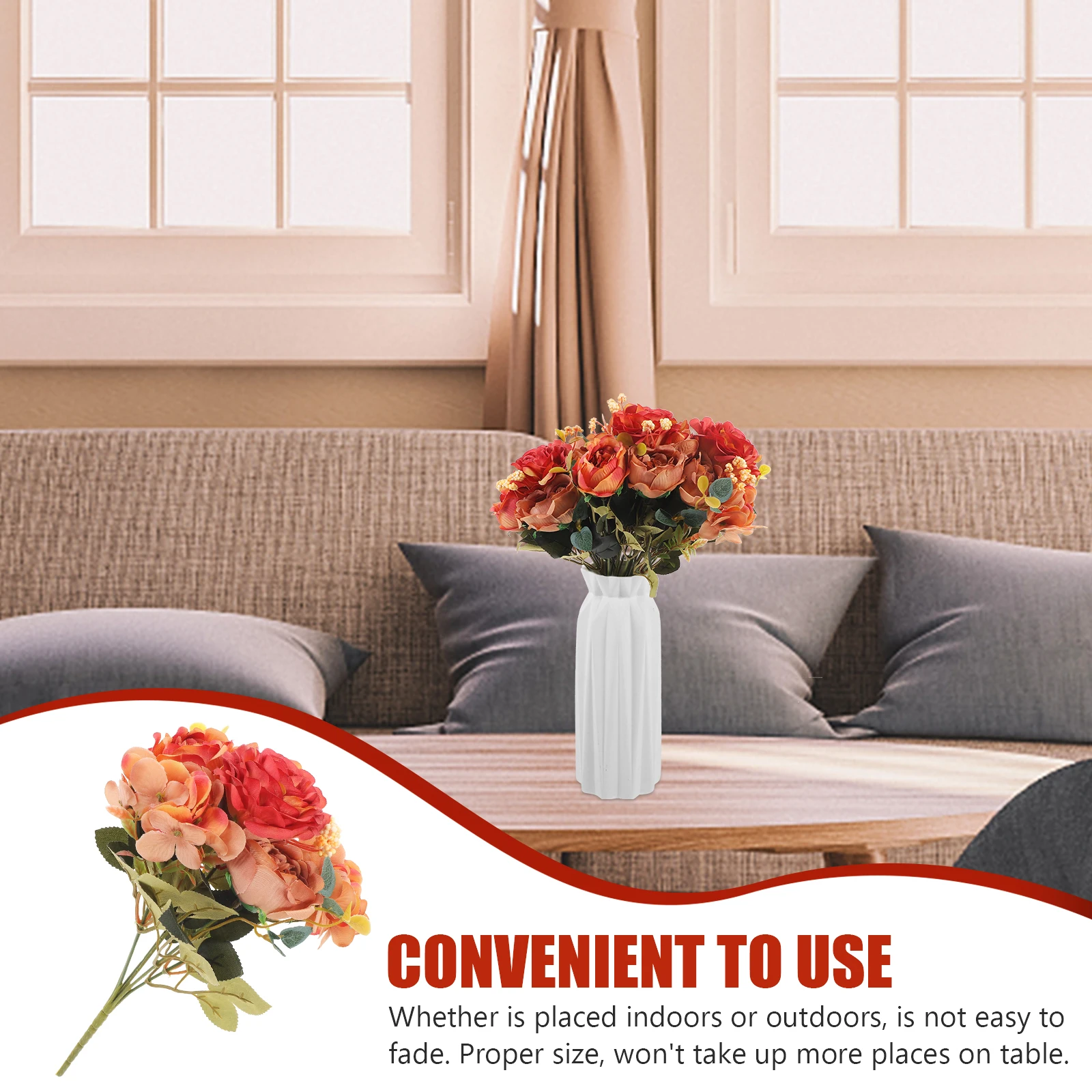 

4 Pcs Artificial Bouquet Rose Flowers Decoration Wedding Indoor Faux Table Decorations Autumn Photo Bride