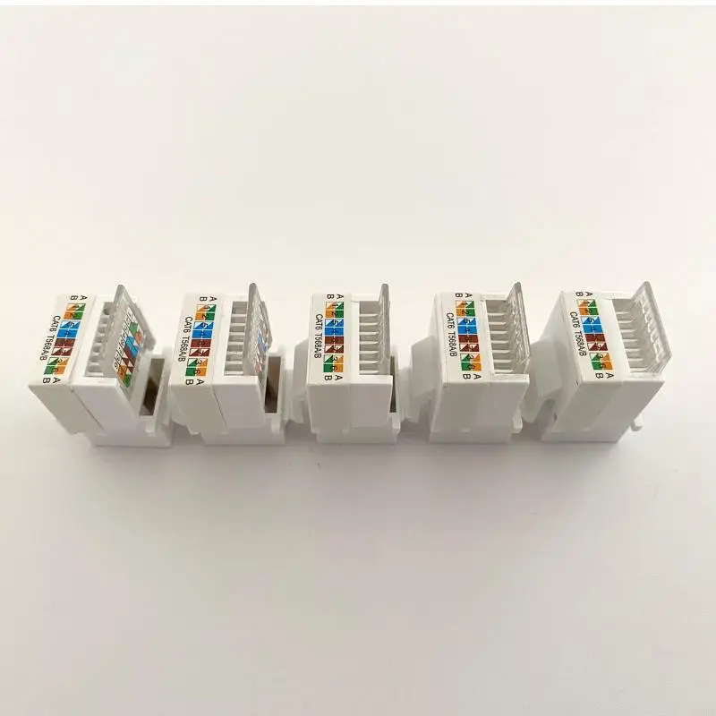 T3LB 5Pcs RJ45 CAT6 Keystone Insert, Down Keystone Adapter, White