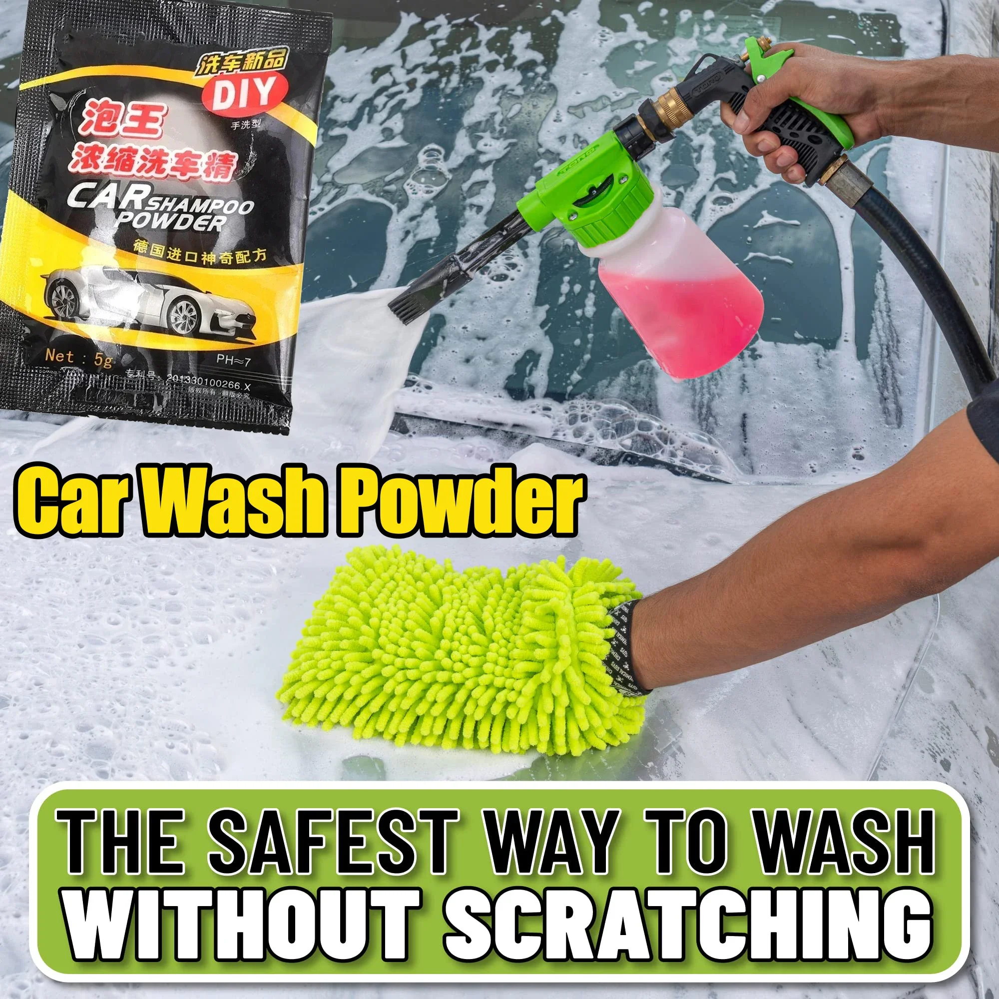 

Multifunctional Car Wash Powder Cleaner Universal Cleaning Shampoo Car Cleaning Tools Soap Powder Car Windshield Powder