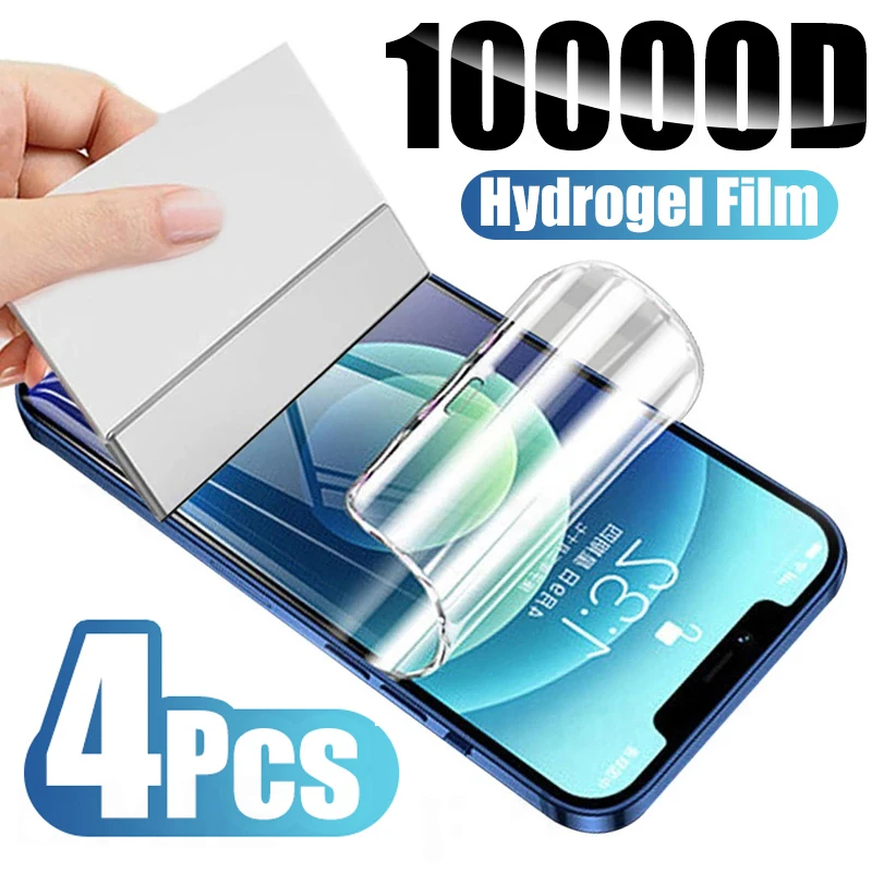 4 Piezas Película de Hidrogel Suave para iPhone 17 16 15 14 13 12 11 Pro Max Air Protectores de Pantalla para iPhone 17e Película Protectora