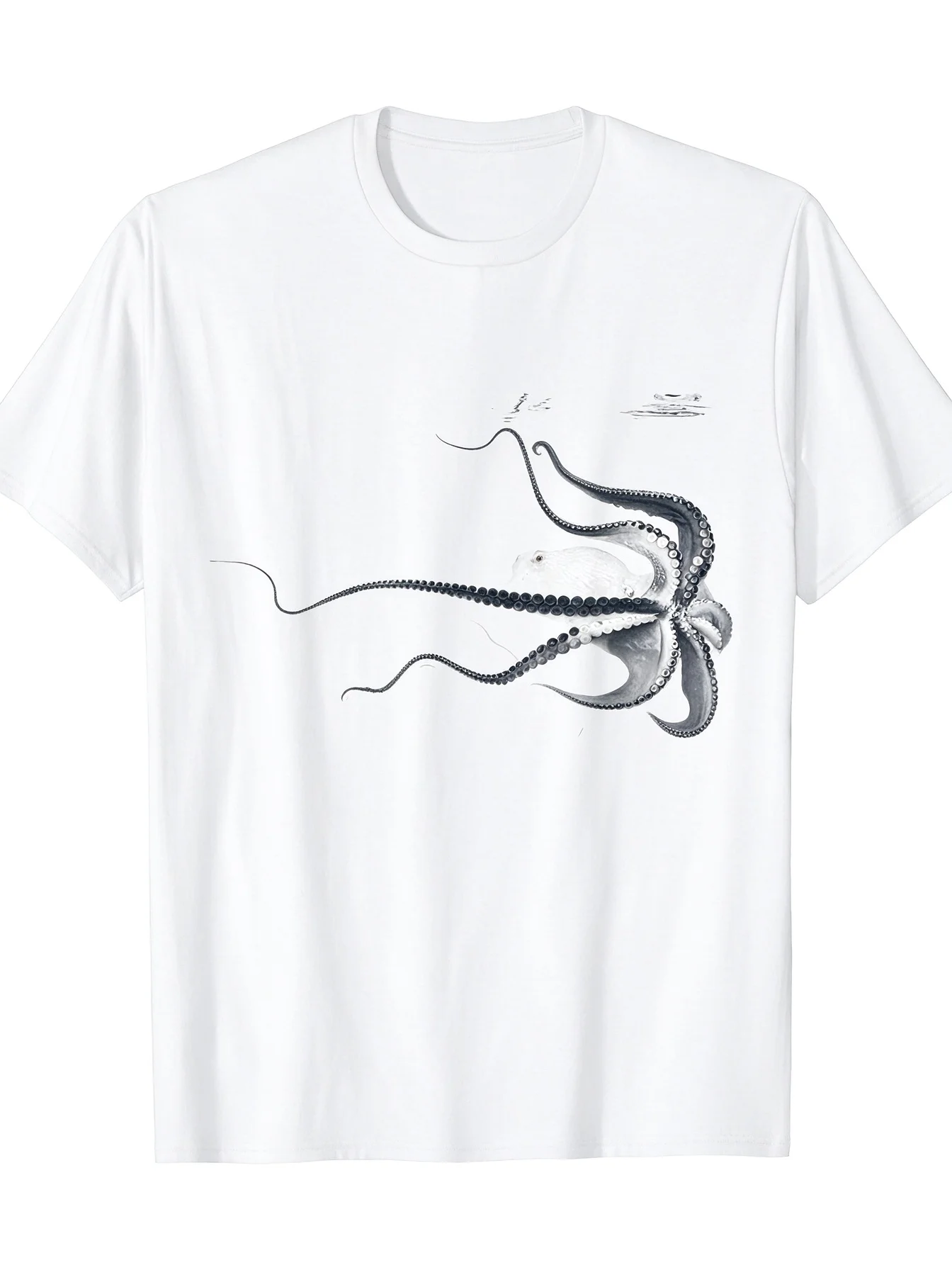 Men's Octopus Graphic T-shirt Marine Creature Print Crew Neck Short Sleeve Cotton Casual Hip Hop Streetwear Tee