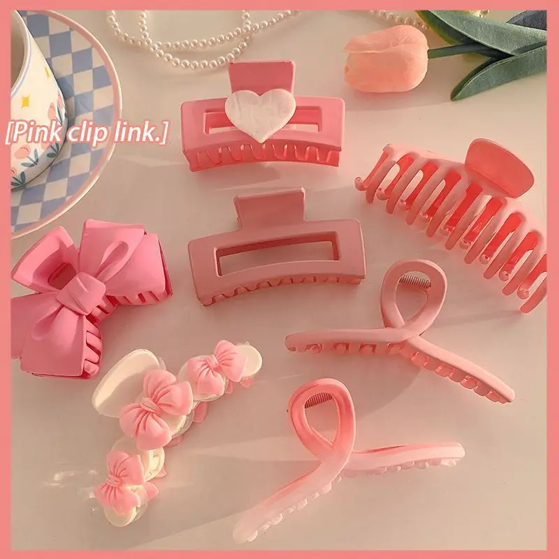 1/7Pcs Pink Hair Claw Clips Accessories with Multi-Styles Flower Claw Clips for Thick Hair Hair Clips for Girls Women Non Slip