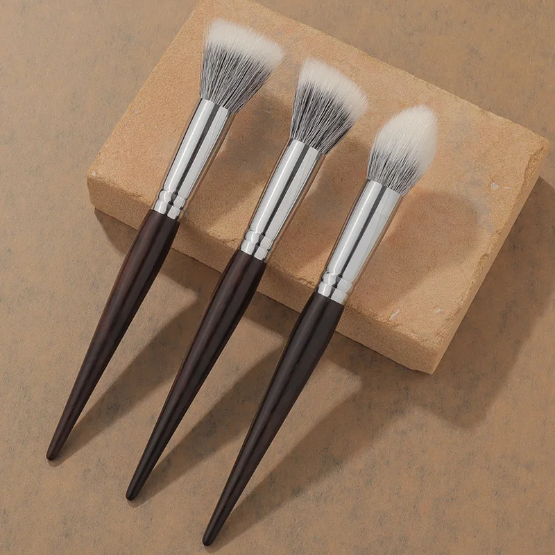 Natural Hair Stippling Blush Brush Powder Brush Duo Fiber Highlight Brush