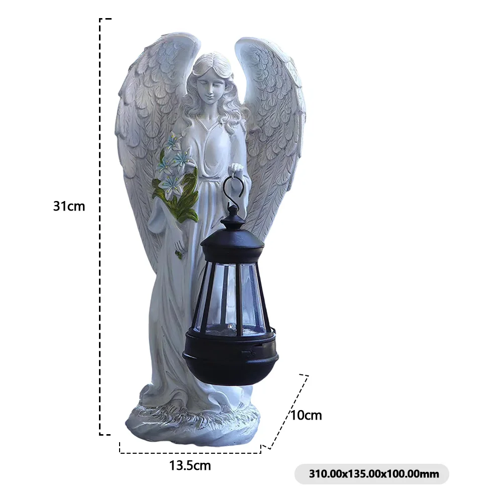 Lámpara Solar de estatua de alas de hadas, adorno de Ángel impermeable, luz de encendido y apagado automático, decoración de estatuilla de hadas, lámpara para decoración de jardín al aire libre