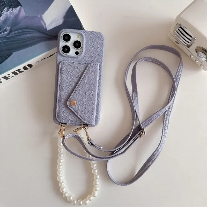 

Чехол для телефона с ремешком через плечо для IPhone 13 12 Mini 16 15 14 Plus 11 Pro Max Кошелек с держателем для карт Кожаный защитный чехол