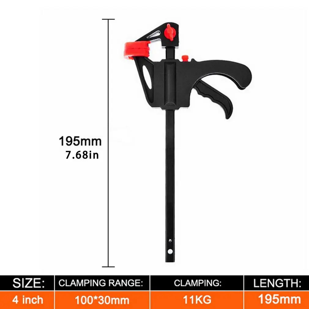 1pc 4 Inch Clip DIY Hand Tool Speed Squeeze Quick Ratchet Release Clip Kit Spreader Work Bar Clamp Gadget Tool  F-clamp