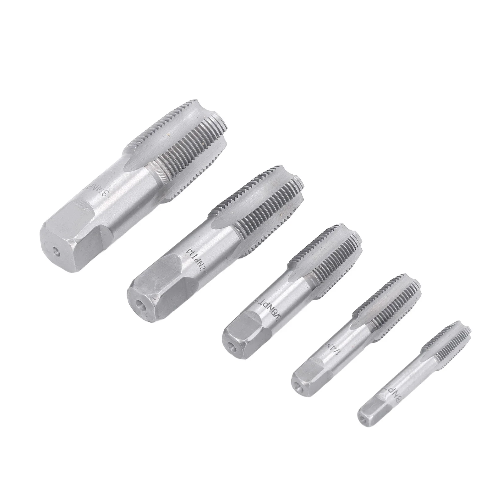 NPT Thread Forming Tap Sizes Included 3/4 1/2 3/8 1/4 1/8inch  5 Piece NPT Pipe Tap Set for Pipes Cleaning
