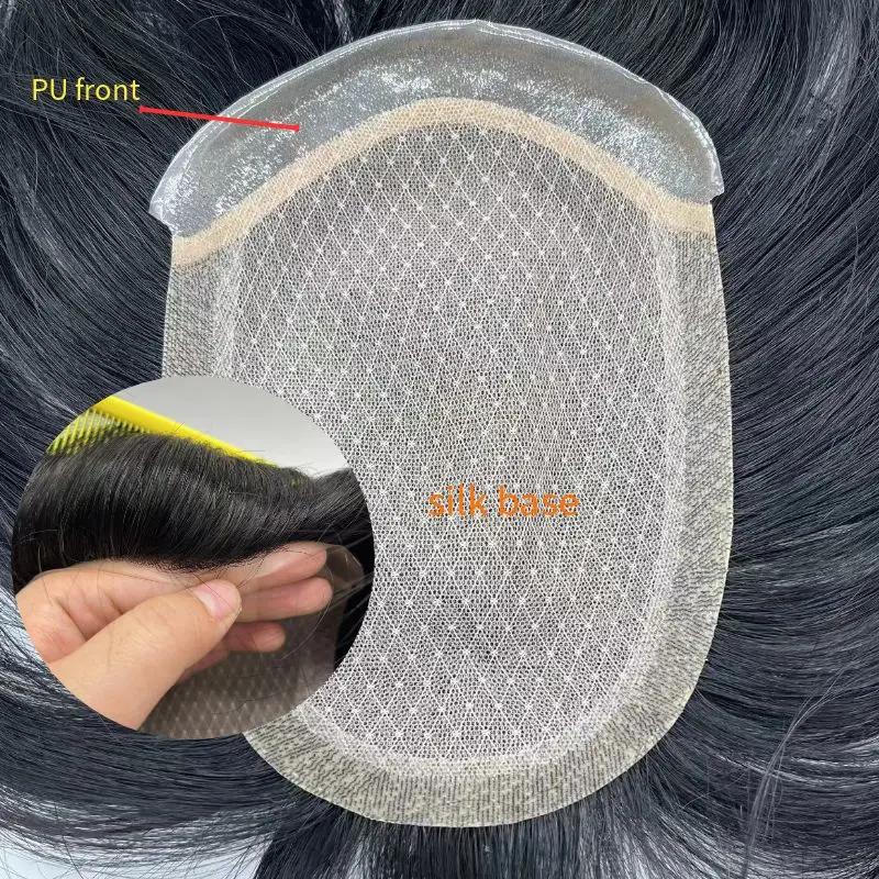 Silk Base Men Toupee 100% Human Natural Hair Full handmade Wig  Celebrities Choice Toupee For Men