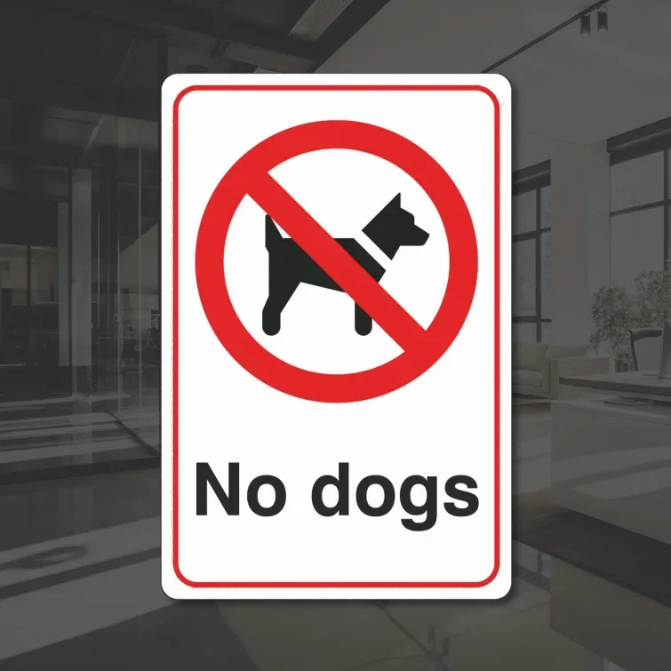 No Dogs Prohibition Sign PVC Sticker Essential Safety Warning Sign Public Spaces Offices Hospitals