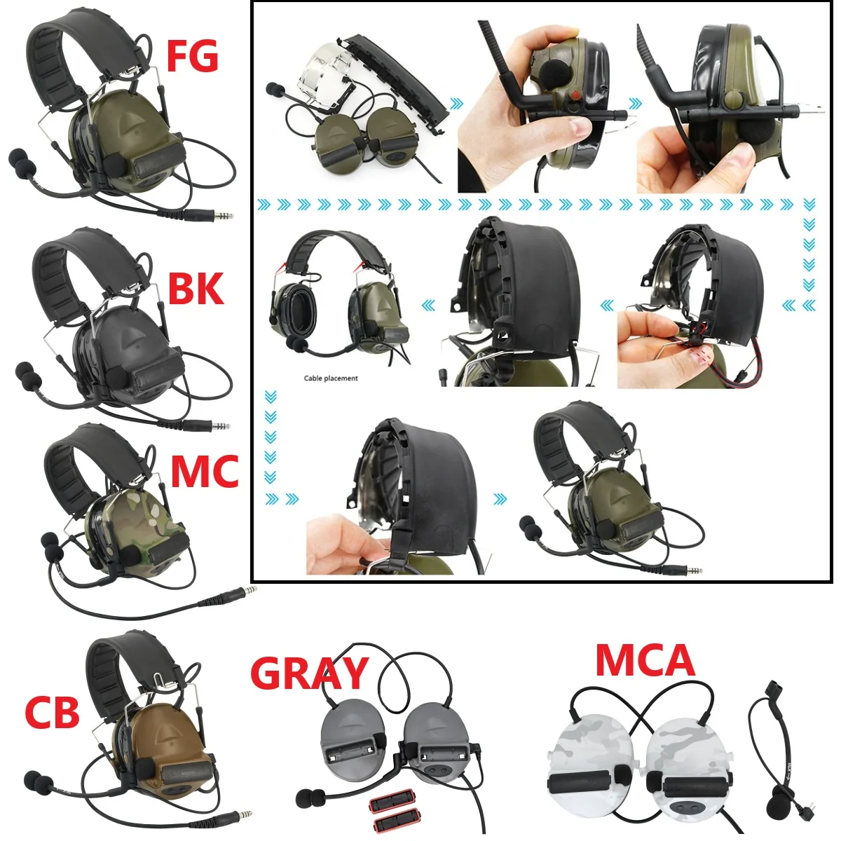 COMTA II TS TAC-SKY 전술 헤드셋, 슈팅 귀마개, 워키토키 PTT 에어소프트 헤드셋, 켄우드 플러그 U94 PTT