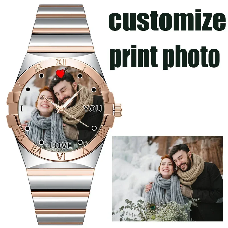 Relógio criativo feminino com foto personalizada, imprime suas próprias fotos no rosto do relógio, relógio de personalidade diy com imagem, presente para meninas