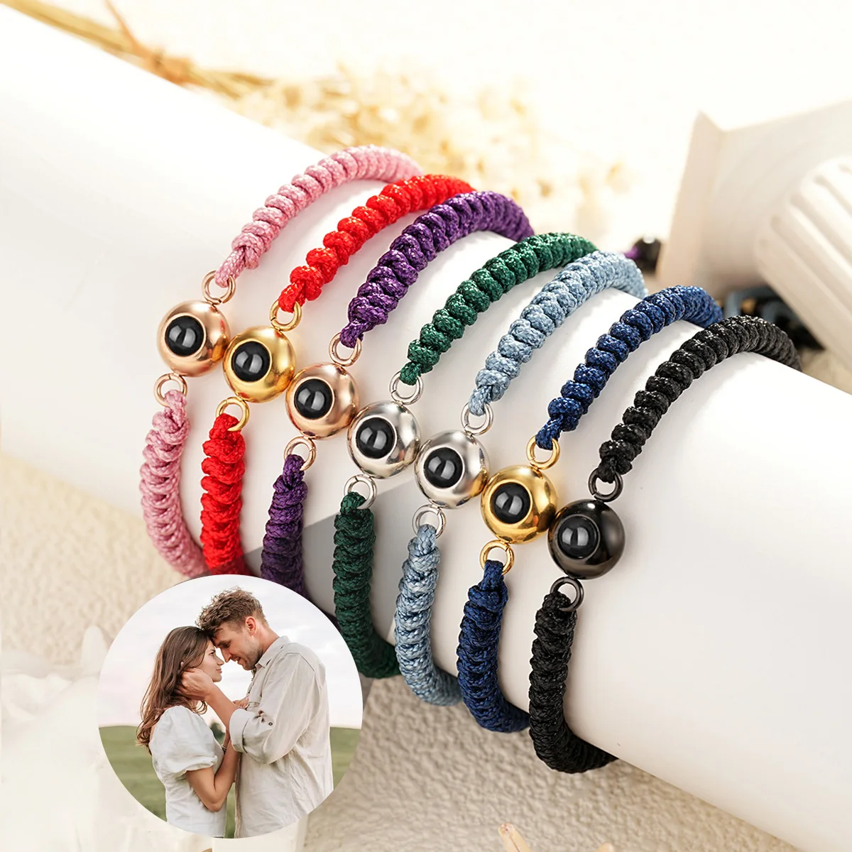 

Custom Photo Projection Bracelet for Women New Color Woven Bracelet With Adjustable Project Photo Bracelet Couple Bracelet