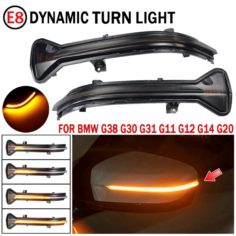 Car LED Dynamic Turn Signal Light Rearview Mirror Light Blinker For-BMW 3 5 6 7 8 Series G38 G30 G31 G11 G20 M5