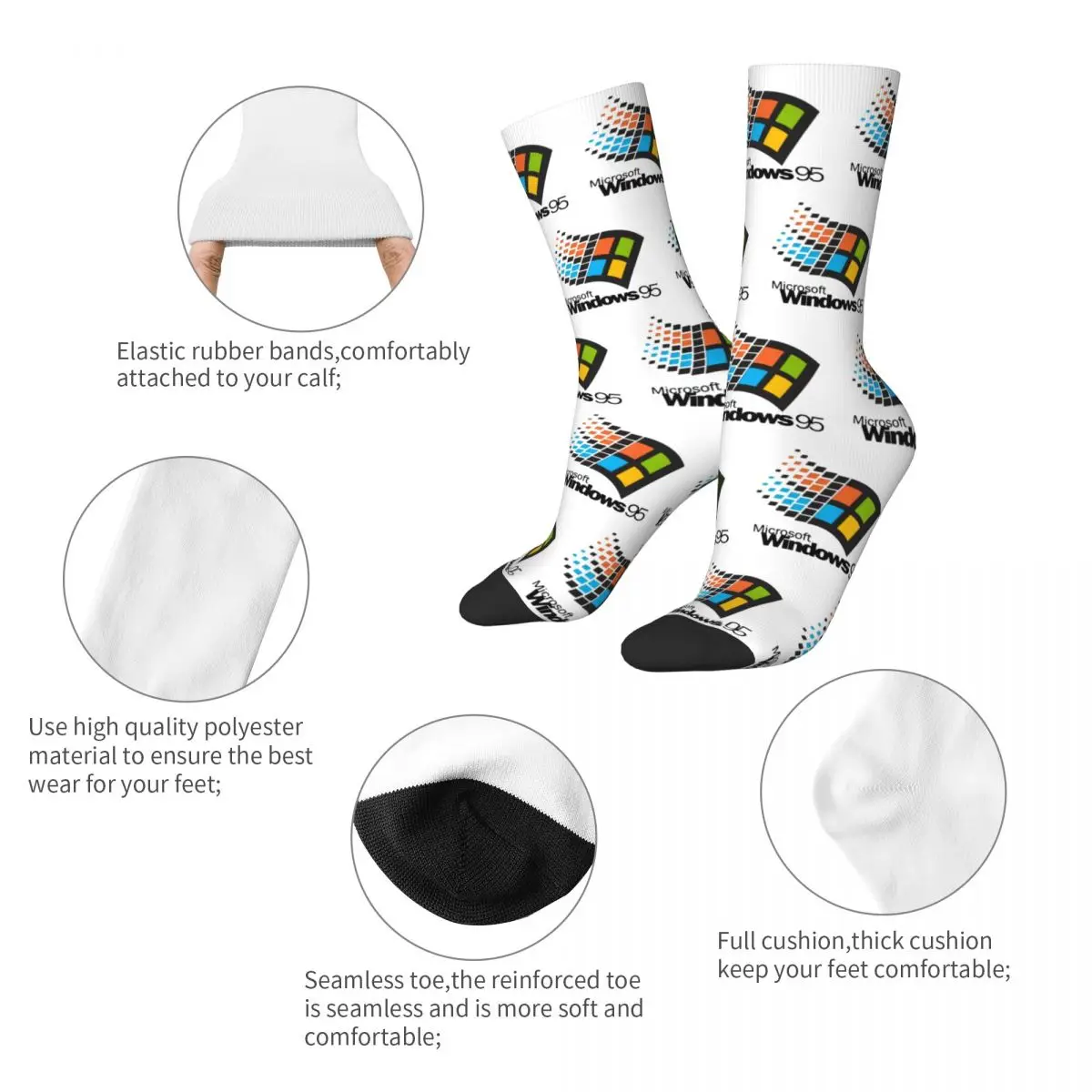 Casual Men's Socks Windows 95 Small Accessories Comfortable computer system Graphic Dress Socks All Season