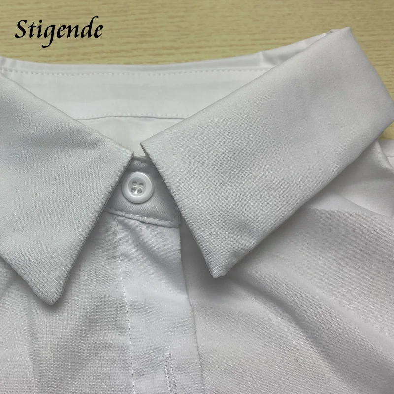 Stigende Turn Down Collar Button Shirts Y2k Women Patchwork Pocket Crop Shirts Tops