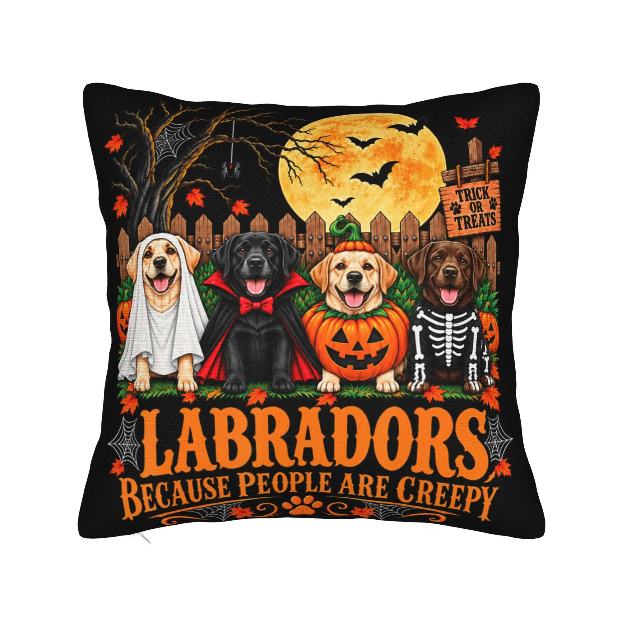 Labradors Because People are Creepy Halloween Dogs Costume Pillow Case  Morden Pillow Cover Square Pillowcases Bed Living Room