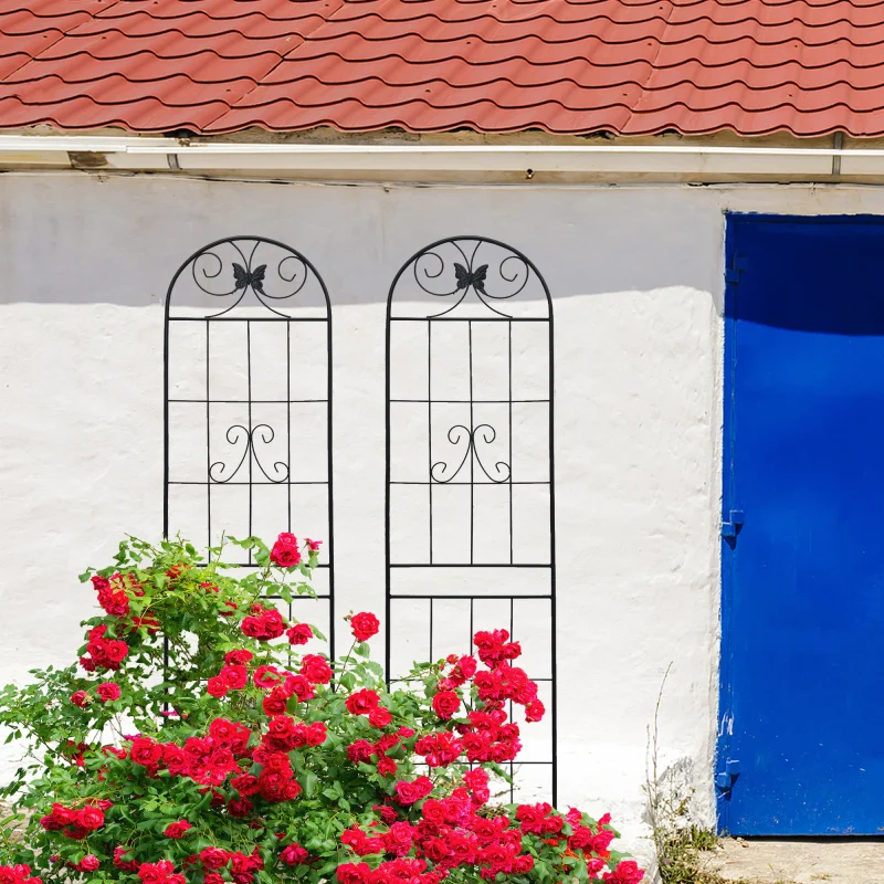 

2 Pack Metal Garden 86.7" X 19.7" Rustproof Trellis For Climbing Plants Outdoor Flower Support Black