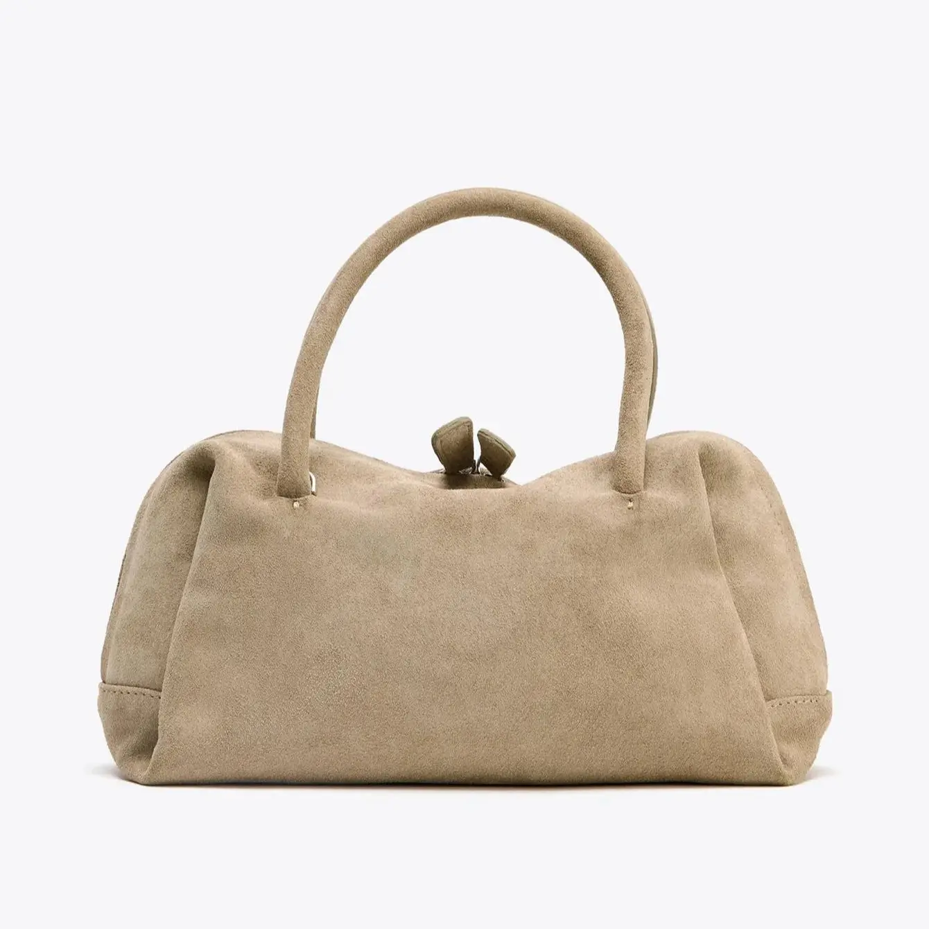Nowa damska torebka zamszowa 2026, listonoszka, na zamek, codzienna, modna, torba typu bowling bag — 2