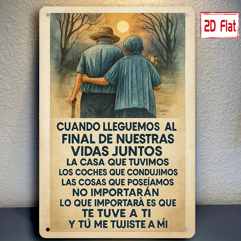 Spanish Love Sign, Romantic Couple Walking Plaque with Spanish Quote, Wall Decor for Home Cafe , Valentine Anniversary Gift