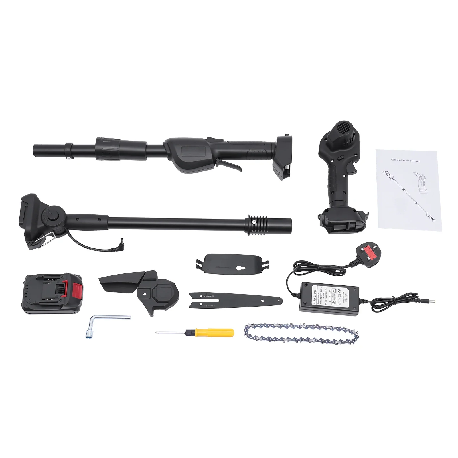 منشار عمود لاسلكي 2 في 1، مقلم شجرة تلسكوبي طويل المقبض، منشار لاسلكي طويل الذراع، مناسب لقطع الخشب وتقليم الحدائق