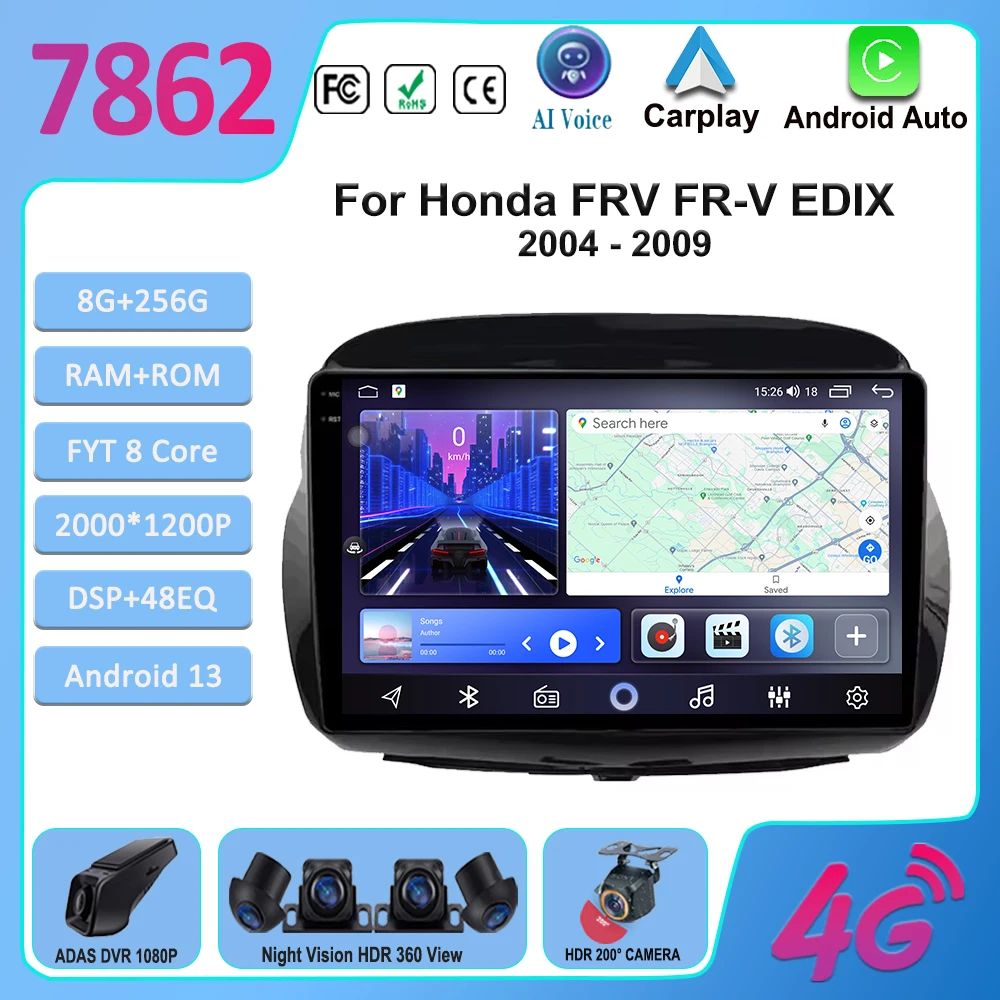 

Android Car Dvd For Honda FRV FR-V EDIX 2004 2005 2006 2007 2008 2009 Auto Radio Stereo Multimedia Player GPS Navigation No 2din