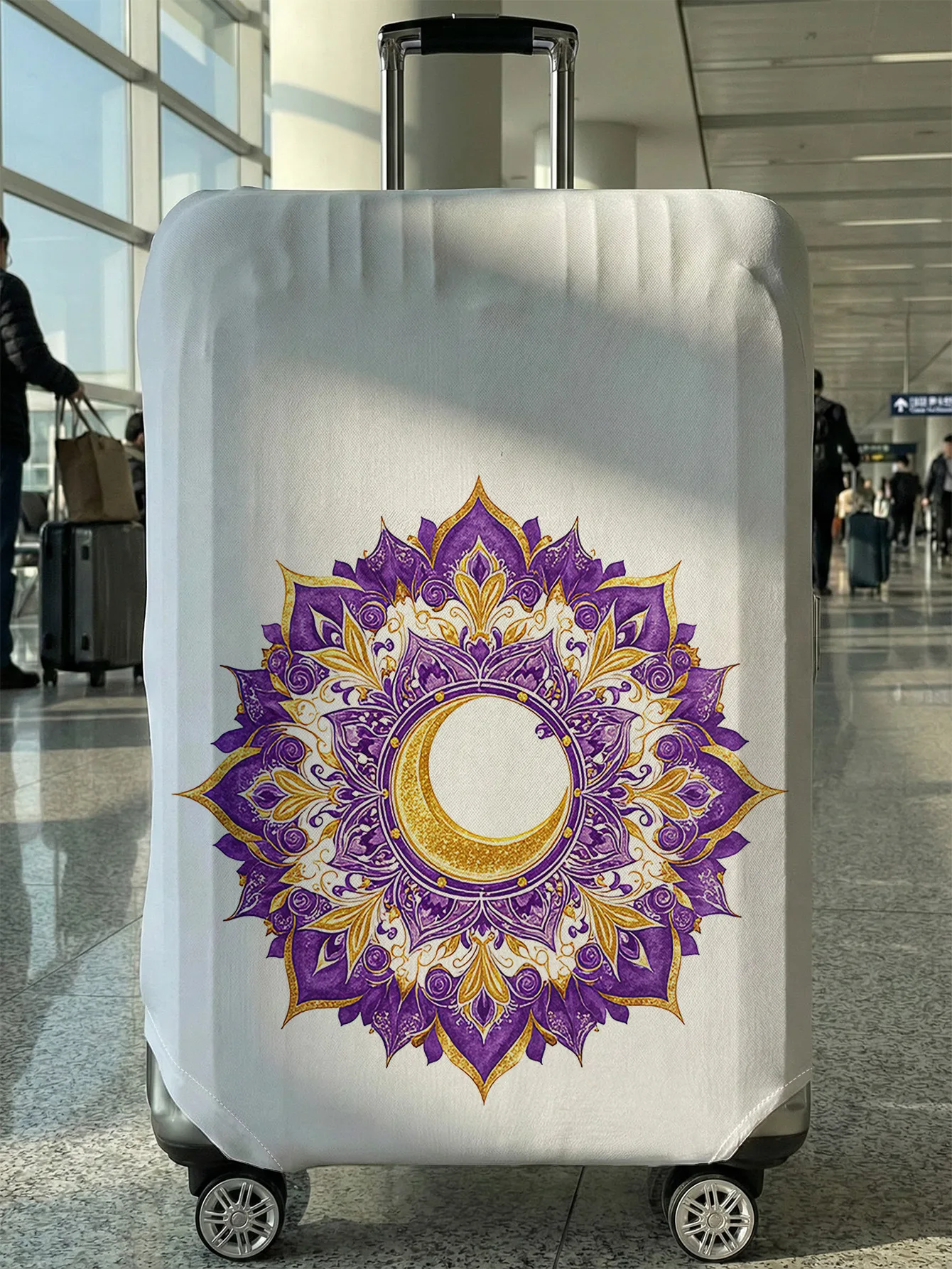 

Чехол для багажа с изображением золотой мандалы, луны и звезд, подходит для чемоданов 18-32 дюймов, чехол для ручки чемодана, дорожные аксессуары