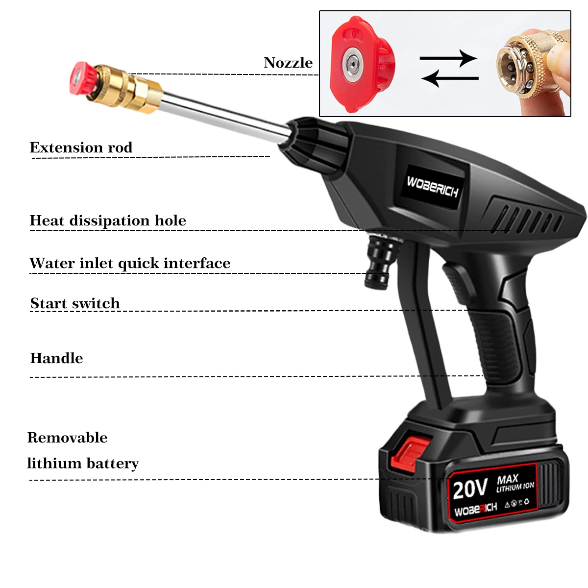 Imagem -03 - Lavadora de Carro o sem Fio Spray Pistola Água Portátil Lavagem Carro Máquina Limpeza Pressão para Makita 18v Bateria de Alta Pressã