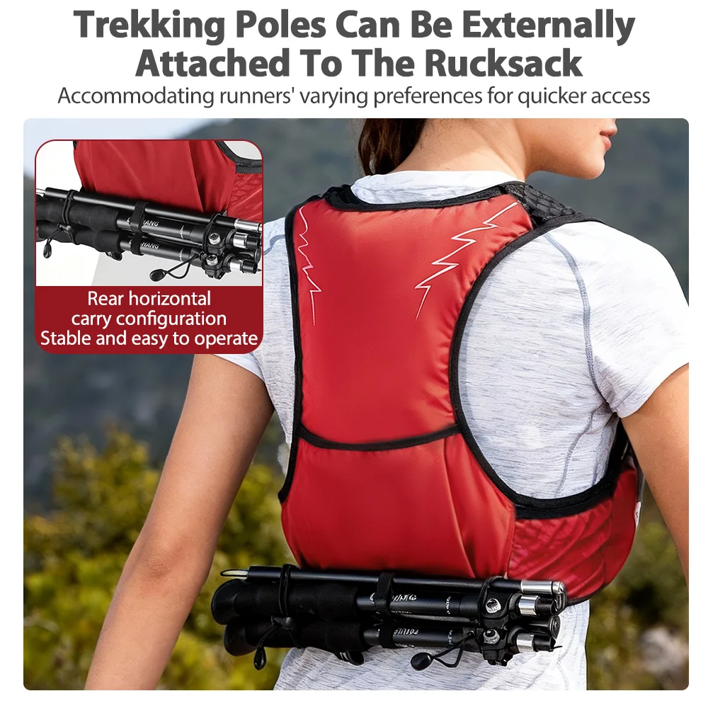 NEWBOLER Outdoor Trail Running Backpack Ultralight Women Men Run Race Hydration Vest Marathon Bike Bag for Marathon Hiking 8L view 5