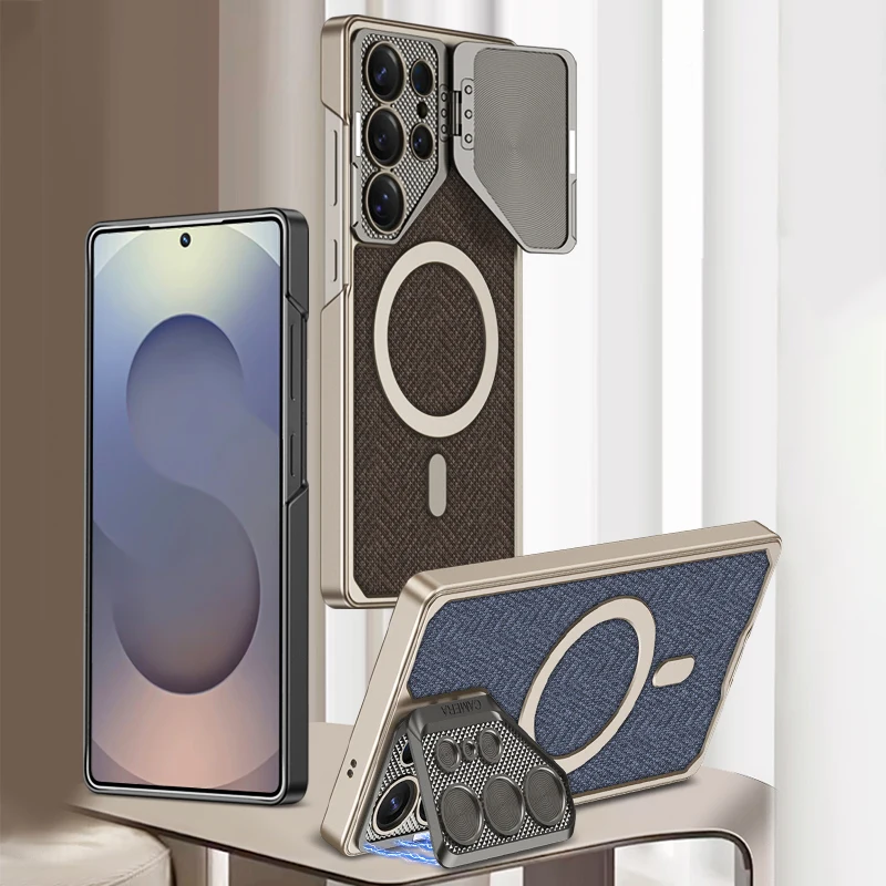 

Ультратонкий кожаный чехол для телефона из нейлоновой ткани с защитой от падения, подходит для чехлов серии Samsung Galaxy S25Ultra S24Ultra, защитный чехол с откидной крышкой и подставкой-бабочкой