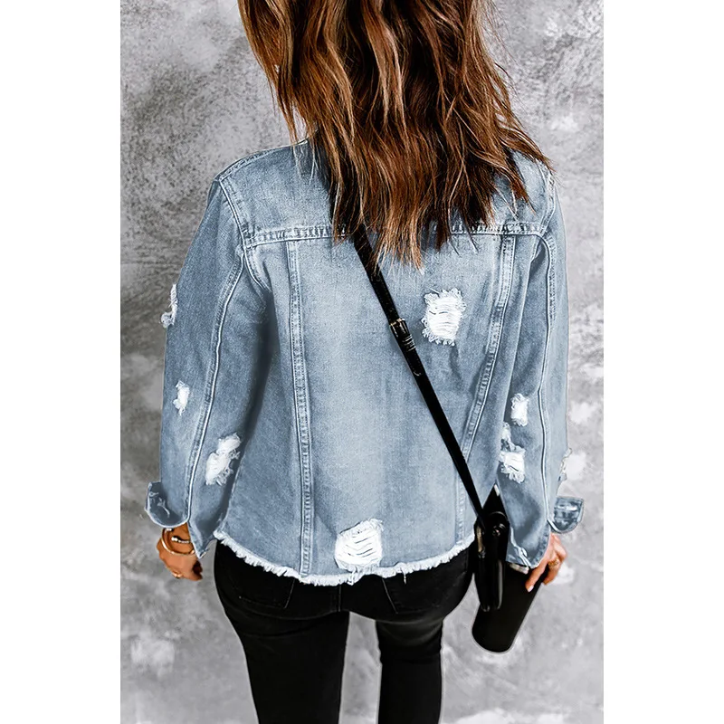 Denim Coats Women Short Coat Casual Turn Down Collar Mom Jeans Y2k Streetwear Jackets Work Splice Jacket 2025 Autumn Winter