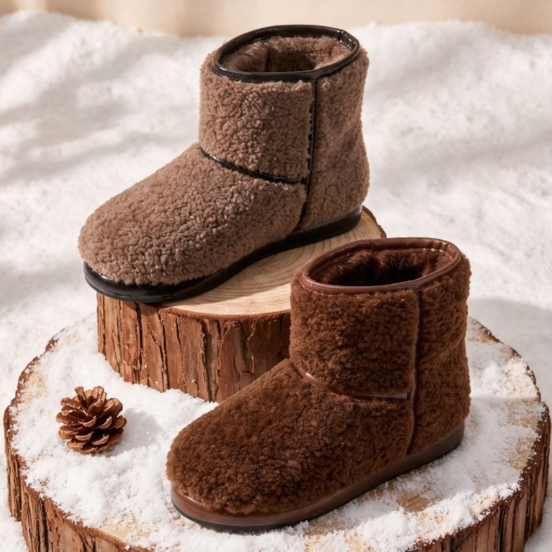 Winter Fluffy Plush Ankle Snow Boots Women Warm Fleece Lined Platform Flat Boots Street Style Anti Slip Ankle Boots for Ladies