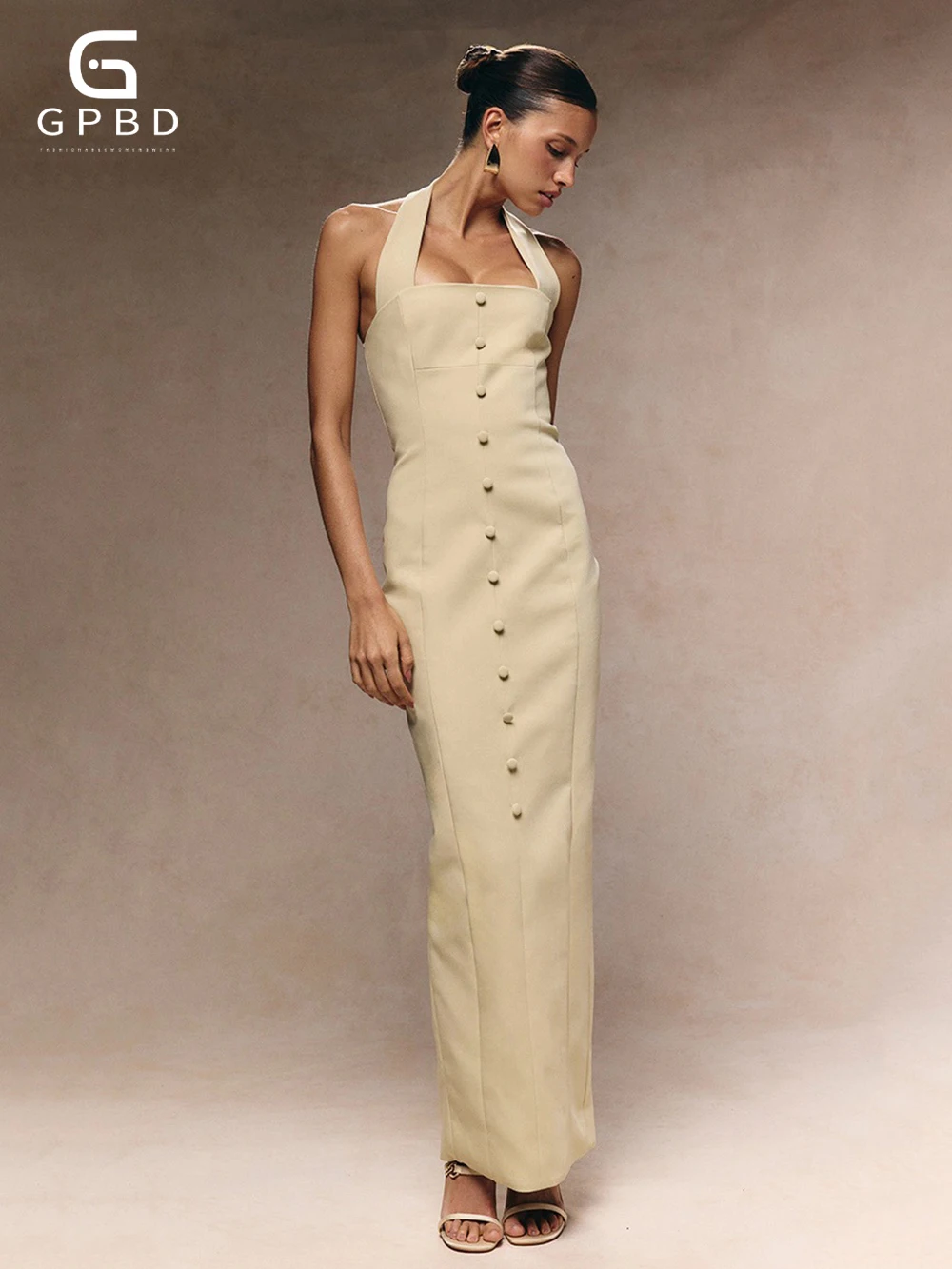 Halter Solid Button… - image