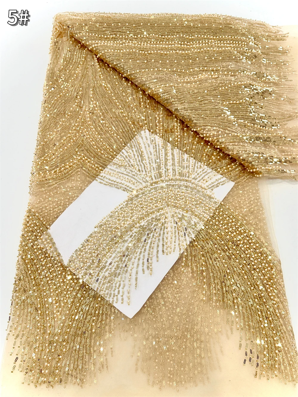 2026 High Quality Lace 5 Yards French Lace Fabric Nigerian Lace Fabrics African Sequins Beaded Lace Fabric For Wedding Party