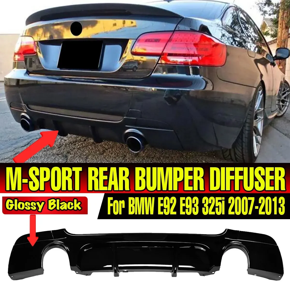 

E92 E93 Rear Bumper Diffuser Lip Spoiler For BMW E92 E93 325i M Sport 2007-2013 Rear Bumper Protector Cover Trim Exterior Part