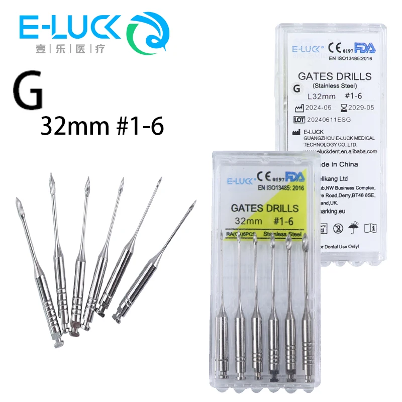 Dental Gates Drill Engine Use Endodontic Glidden Rotary Densapy #1-6 Stainless Steel Endo Files Dentist Tool 28mm/32mm