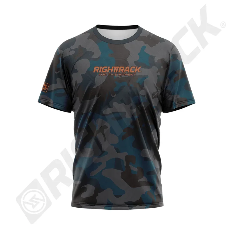 

New RightTrack camo short sleeve T-shirt fishing clothing running climbing camping hiking mesh angling unisex casual apparel