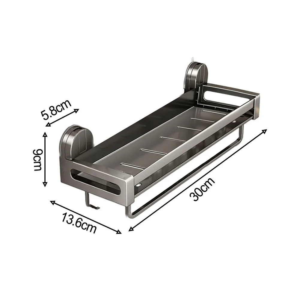 Wall Mounted Shower Shelf with Suction Cup Mounting Waterproof Structure Drainage Holes for Easy to Toiletries