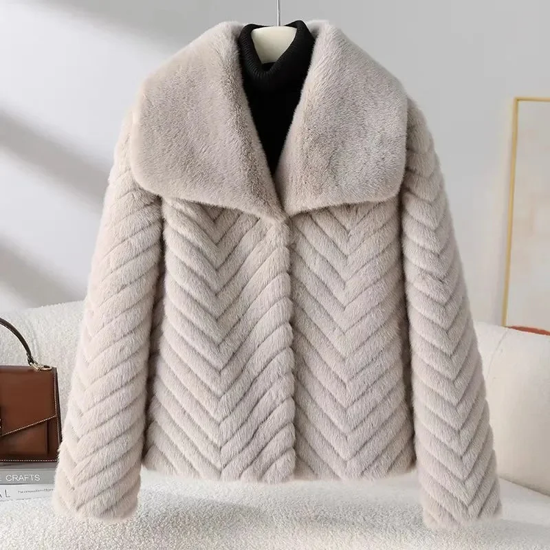 Women Fur Coat 2025 New Imitation Velvet Mink Coats Loose Fur One-piece Women's Double-layer Fur Artificial Mink Fur Overcoat