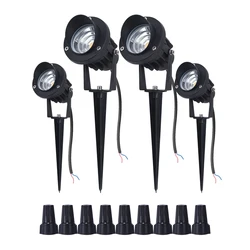 Spot Lumineux LED Basse Tension, Imperméable, Blanc Chaud 3000K, 7W, 12/24V, Éclairage d'Extérieur, Idéal pour un Jardin ou une Cour, Lot de 4